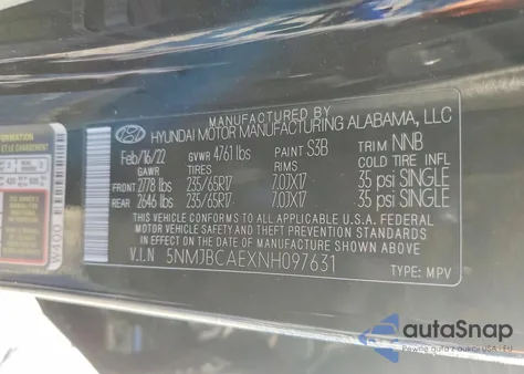 2022 Hyundai Tucson Sel z USA, uszkodzony, nr VIN 5NMJBCAEXNH097631